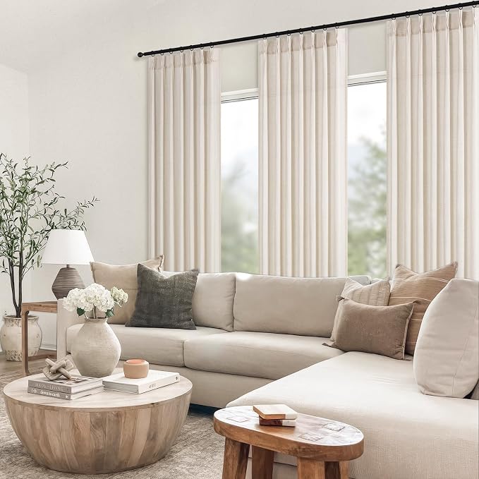 Topfinel 102 Inch Curtains 2 Panels Set, Two Packs Pinch Pleat Back Tab Linen - Image 8