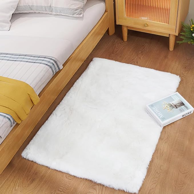 Ghouse Ultra Soft Faux Rabbit Fur Rug 2x3, Machine Washable Area Rugs by Ghouse