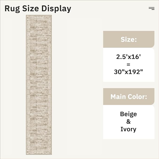 Runner Rug 2'6" x 16' Washable Non-Slip 2.5x16 ft Long Runner Rugs - Image 5