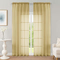OWENIE Gold Sheer Curtain 90 Inches Long 2 Panels Set, Solid Filmy Drapes by OWENIE