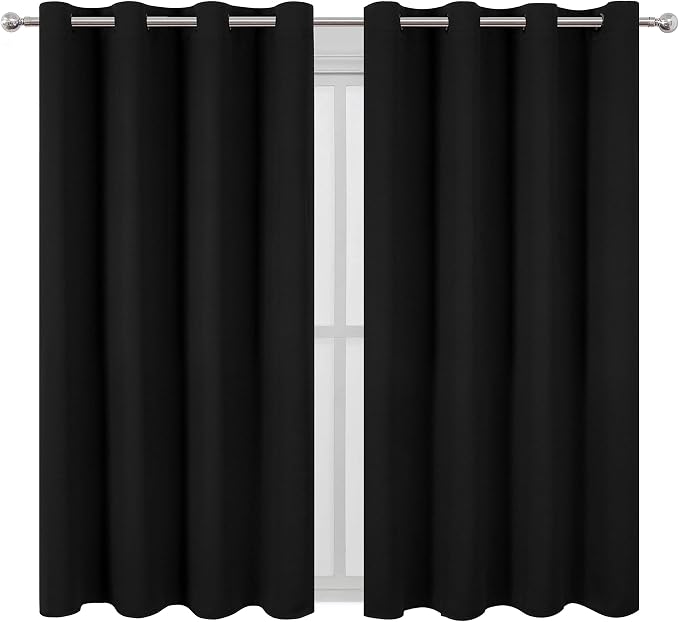 LEMOMO Black Blackout Curtains 52 x 63 Inch Length/Set of 2 Curtain - Image 2