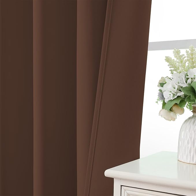 CUCRAF Brown Blackout Curtains 84 inch Length 2 Panels Set, Rod Pocket Room - Image 6