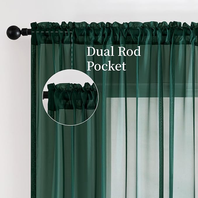 MIULEE 2 Panels Christmas Solid Color Sheer Window Curtains Elegant Window - Image 3