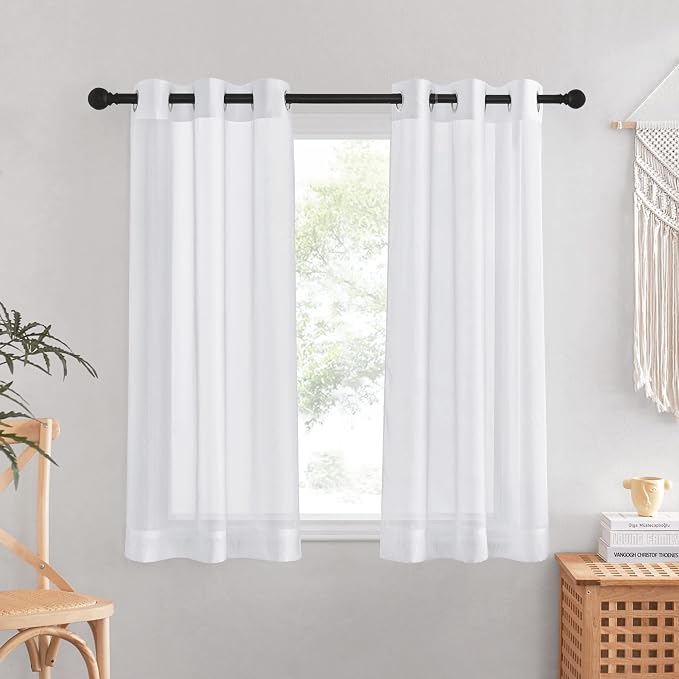 NICETOWN Sheer Small Curtains 48 inch Length 2 Panels, Grommet Short Curtains by NICETOWN