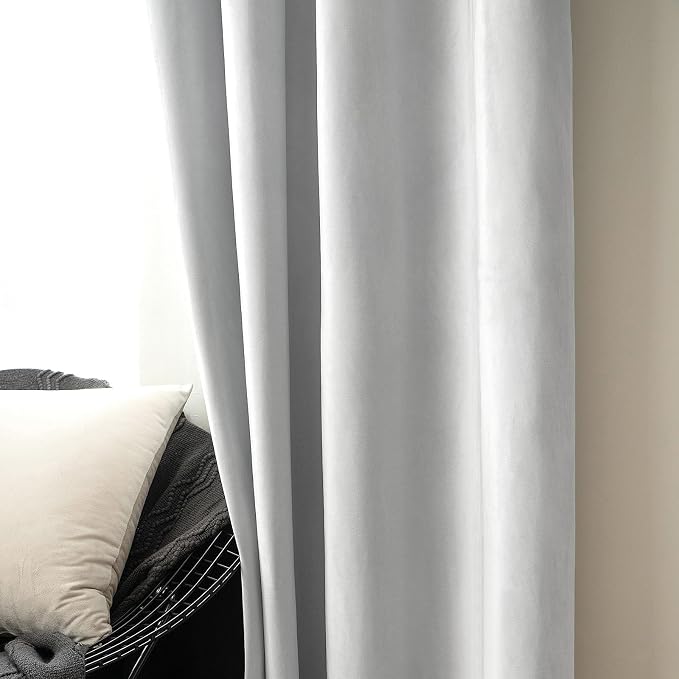 MIULEE 2 Pieces Greyish White Velvet Curtains Exquisite & Elegant Grommet - Image 6