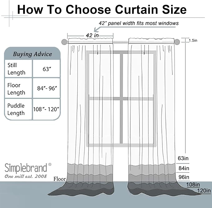 Simplebrand Black Sheer Curtains 120 Inches Long, Extra Long Rod Pocket Solid - Image 8
