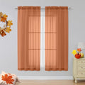 OVZME Orange Sheer Curtains 63 inch Length 2 Panels by OVZME