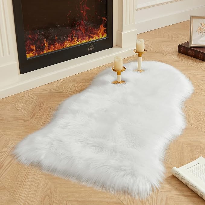 AMTOVO Faux Fur Rug, Fluffy Sheepskin Rug, Fuzzy Ultra Soft 2 x 4 ft Shag Rugs by AMTOVO