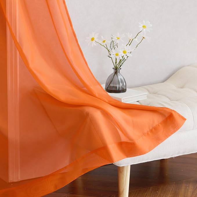NICETOWN Orange Sheer Window Curtains - Image 6