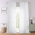 Lecloud Sheer White Curtains 96 Inches Long 2 Panels Set, Solid Airy Voile Dual by Lecloud