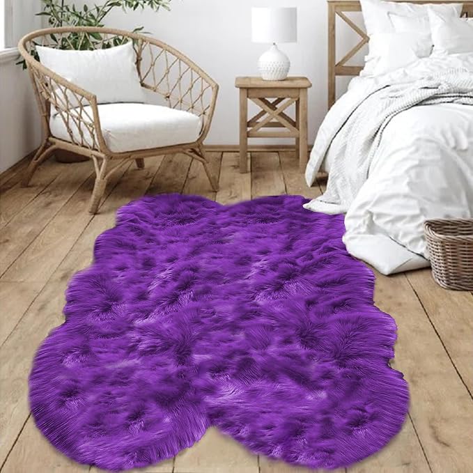 Goolela Purple Fluffy Sheepskin Rug 4x6 - Image 2