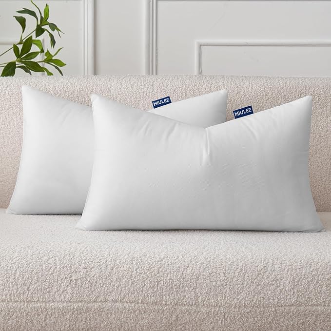 MIULEE Set of 2 Throw Pillow Inserts 12x24 Inches, Nowoven Decorative Pillow by MIULEE