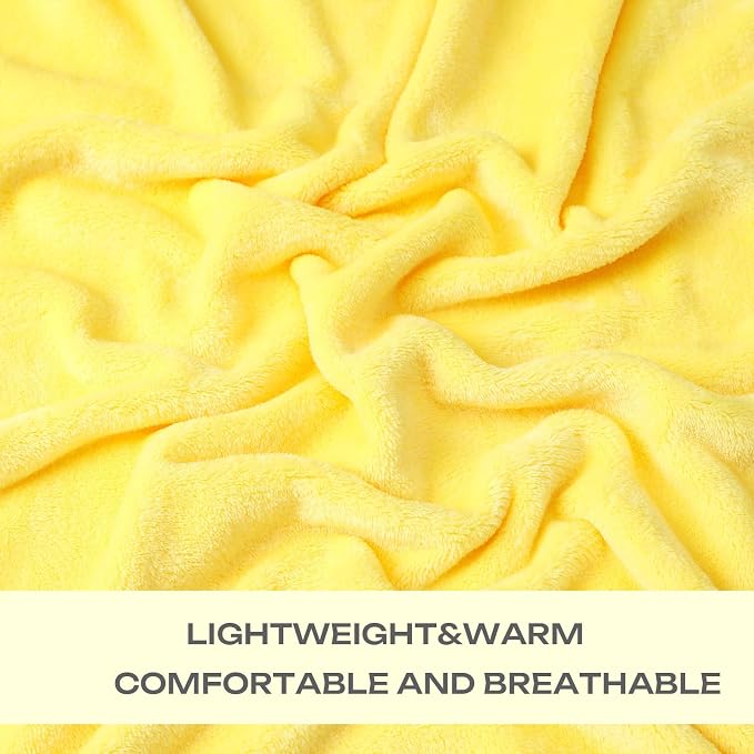 Yellow Fleece Plush Throw Blanket 50"x70"for Couch Sofa Fuzzy Cozy Flannel | - Image 3