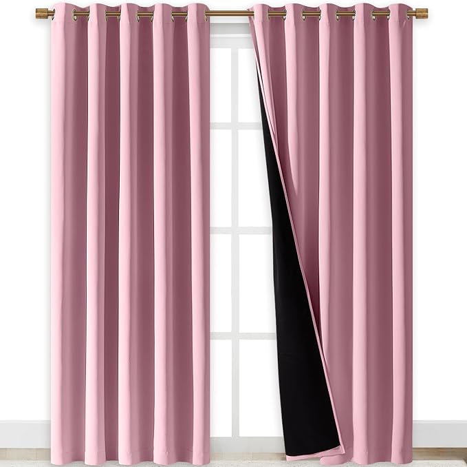 NICETOWN Crystal Pink Full Shade Curtain Panels, Pair of Energy Smart & Noise by NICETOWN