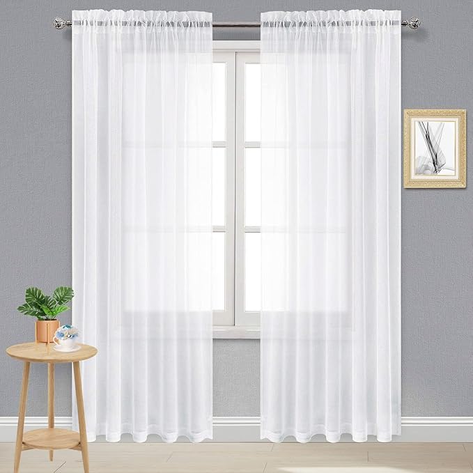 DWCN Living Room Curtains Sheer 84 inches Long 2 Panels Set, Airy & Lightweight by DWCN