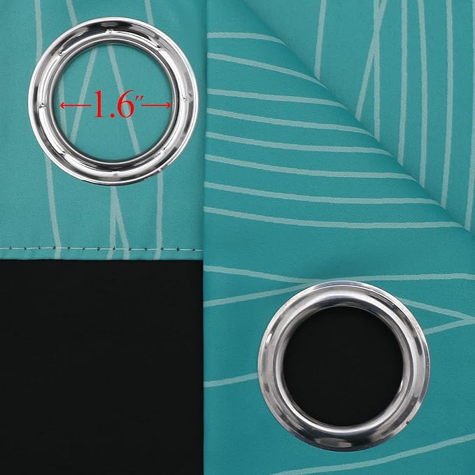 Estelar Textiler Teal and Greyish White Blackout Curtains 54 Inch Length - Image 7