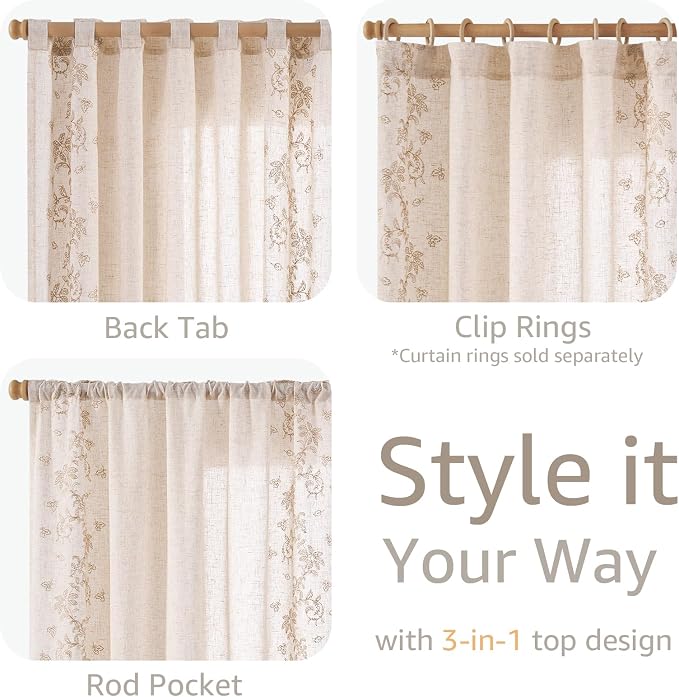 jinchan Evelyn Embroidered Linen Curtains - Image 8