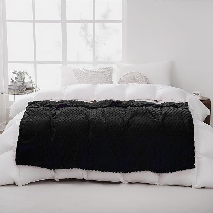 Puncuntex Black Throw Blanket 50"×60" inches Fuzzy 3D Jacquard Decorative - Image 4