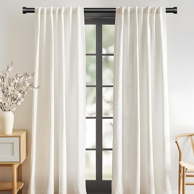 VOIIY 2 Pack Curtain Rods for Windows 28 to 48 Inch, Modern Adjustable Heavy - Image 2