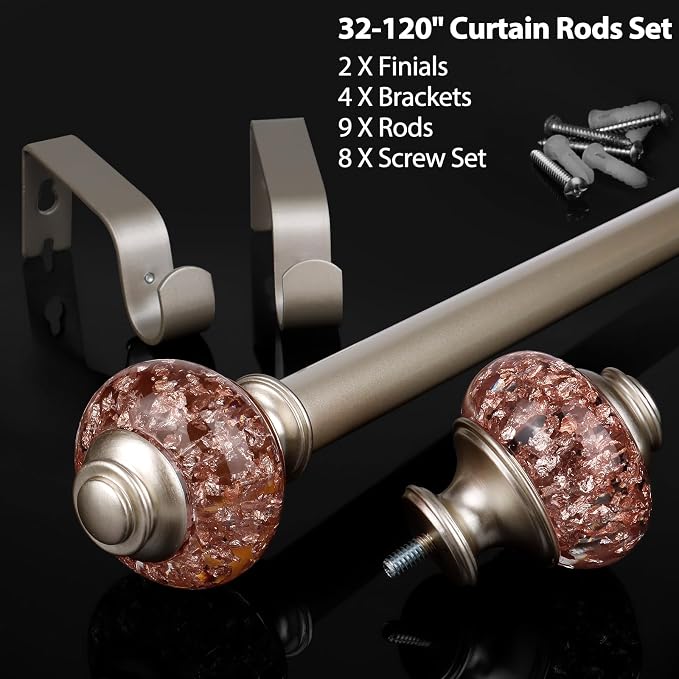 7/8 Inch Curtain Rods for Windows 66 to 120 Inch, USFOOK Telescoping Splicing - Image 7