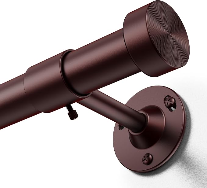 YaFex Heavy Duty Curtain Rods 32-90Inch, 1 Inch Adjustable Bronze Curtain Rod by YaFex