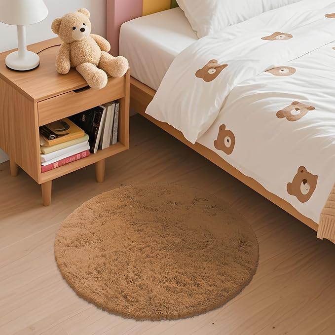 OLANLY Khaki Round Rugs for Bedroom - Image 3