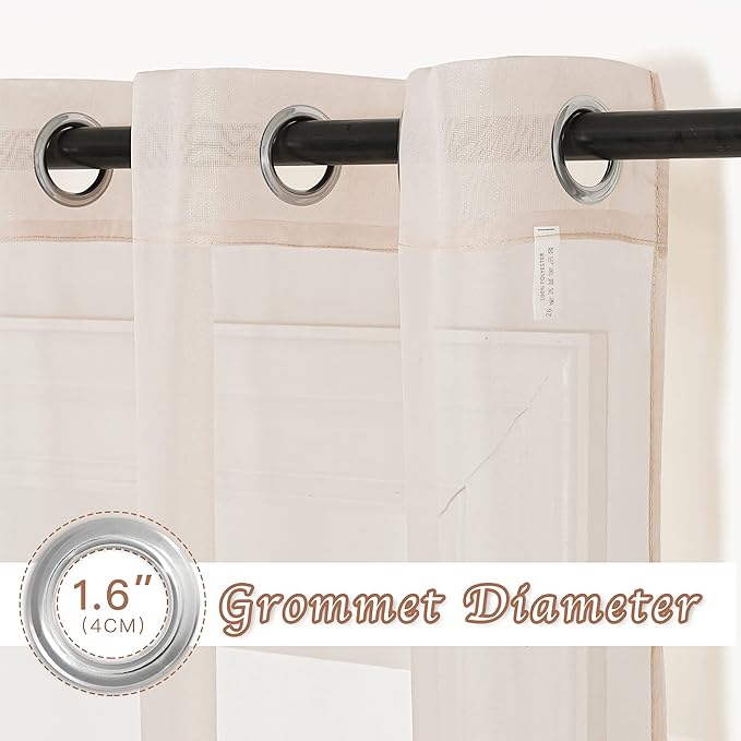 NICETOWN Sheer Taupe Curtains for Bedroom 120 inches Long, Grommet Elegant - Image 2