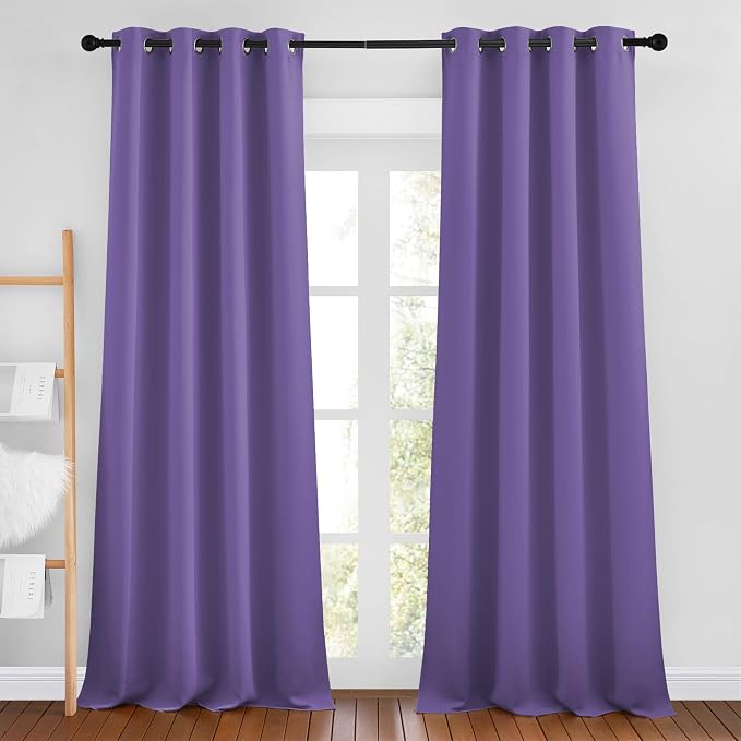 NICETOWN Lilac Purple Curtains 96 inches Long, Grommet Thermal Insulated by NICETOWN