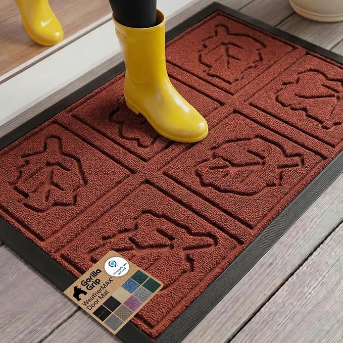 GORILLA GRIP 100% Waterproof All-Season WeatherMAX Doormat 35x23, US Designed by GorillaGrip