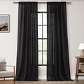 Black Linen Curtains 96 inches Long by Jolilight