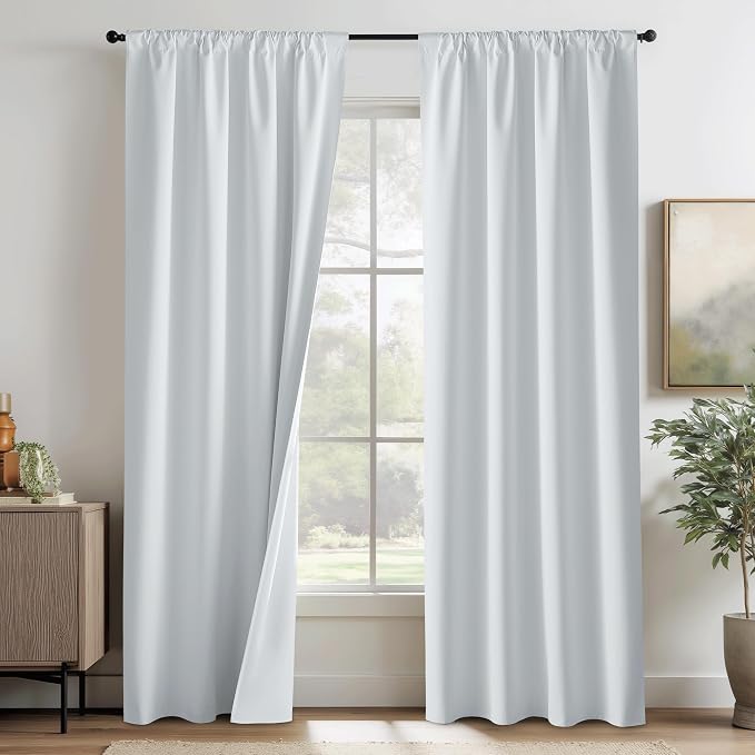 RYB HOME White 100% Blackout Curtains, Thermal Insulated Heat & UV Blocking by RYBHOME