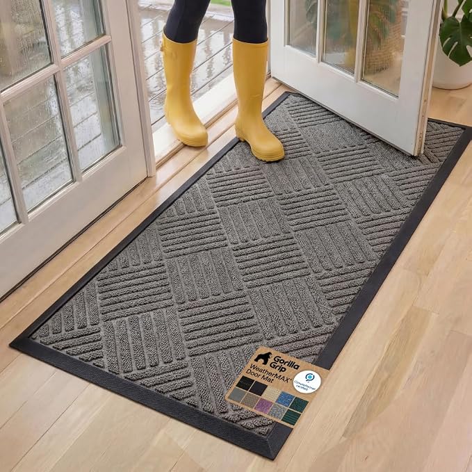 GORILLA GRIP 100% Waterproof All-Season WeatherMAX Doormat, US Designed Natural by GorillaGrip