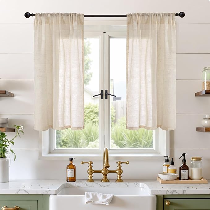 BGment Linen Natural Curtains 40 Inch Length by BGment