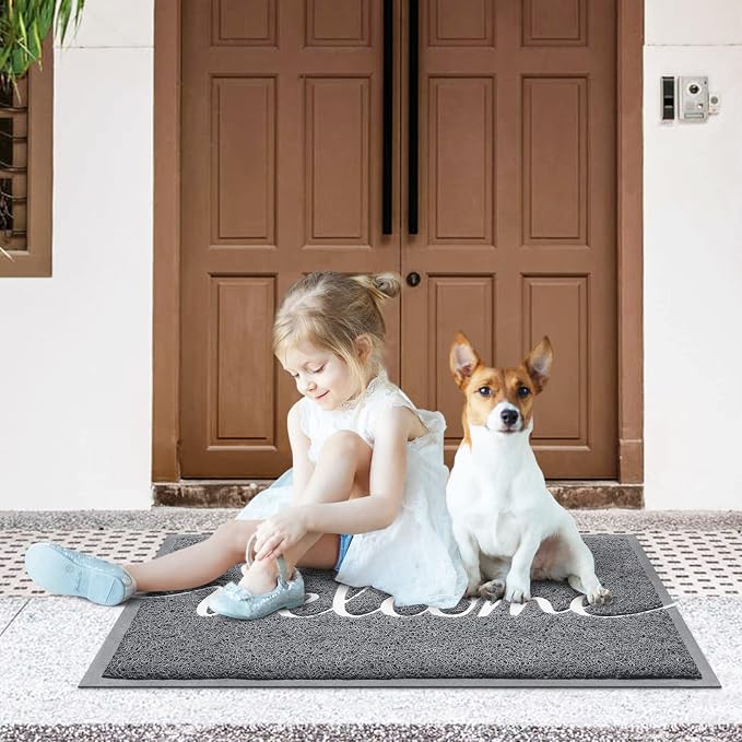CozyBounty Grey Door Mat Welcome Mats Outdoor Indoor Non-Slip Doormat - Image 2