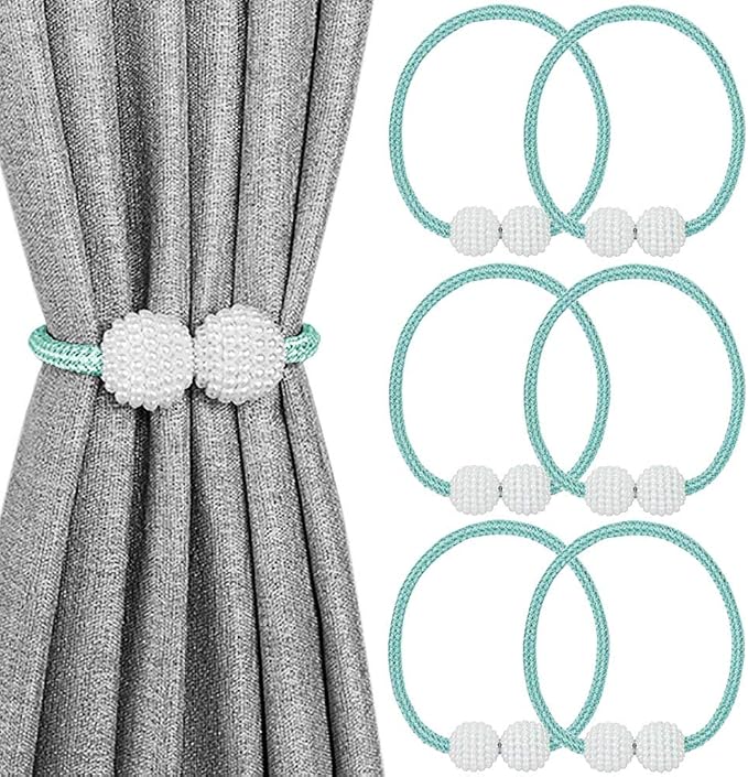 Melaluxe 6 Pack Magnetic Curtain Tiebacks, Decorative Curtain Holdbacks by Melaluxe