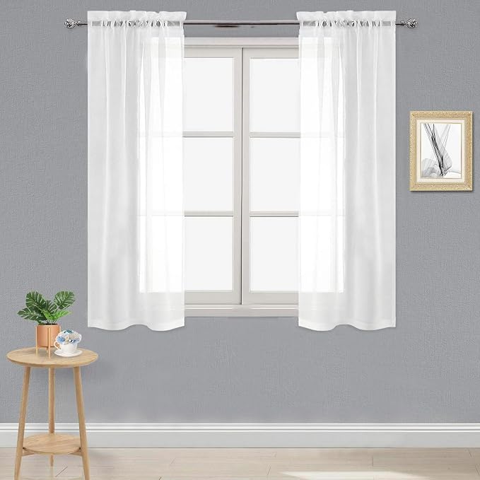 DWCN Sheer Curtains Semi Transparent Voile Rod Pocket Curtains by DWCN