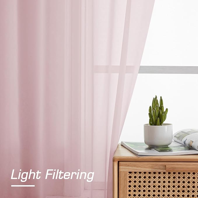 OWEINE Sheer Curtains 78 Inches Long 2 Panels Set, Rod Pocket Fimly Voile Solid - Image 2