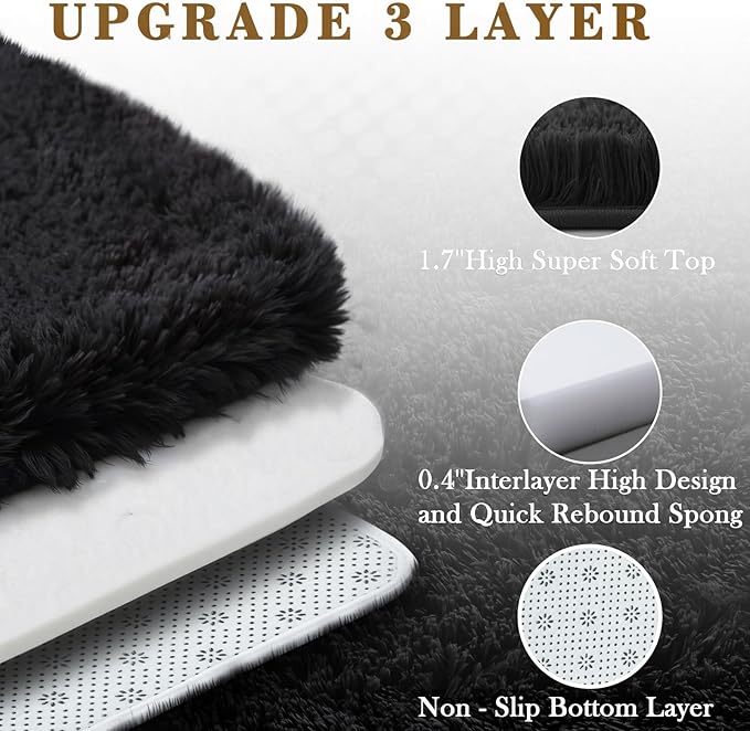 Small Area Rugs 2x3 Feet, Modern Shag Bedroom Mat, Small Carpet, Fluffy Bedside - Image 4