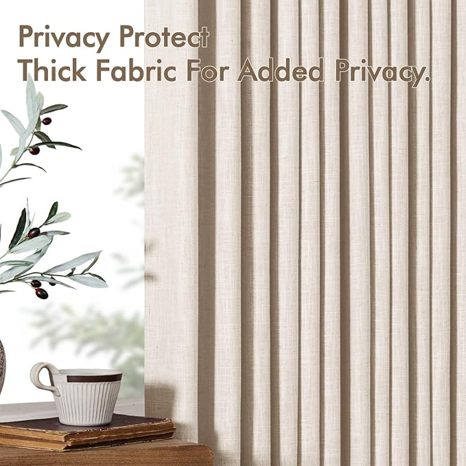 MIULEE Pinch Pleated Thick Linen Curtains 90 Inches Long 2 Panels - Image 7