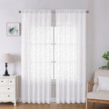 Lecloud Leia White Sheer Curtains 90 Inches Long 2 Panels, Airy Voile Jacquard by Lecloud