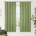LAMIT Green Linen Curtains 63 inch Length by LAMIT