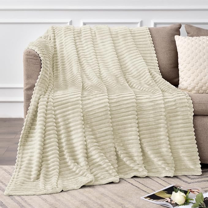 BEDELITE Fleece Throw Blanket for Couch – 3D Ribbed Jacquard Soft and Warm - Image 2