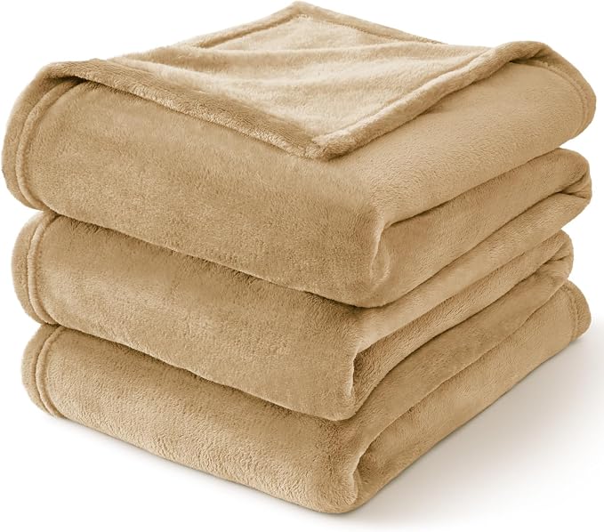 BEDELITE Fleece Blanket Twin Size Light Camel Throw Blankets - Image 7