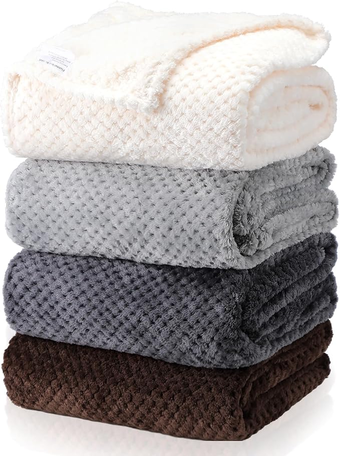 Newwiee 4 Pcs Flanne Fleece Throw Blanket by Newwiee