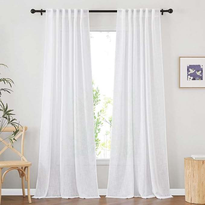 NICETOWN White Semi Sheer Extra Long Curtains 144 inch Long, Rod Pocket & Back by NICETOWN