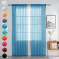 youleyar Solid Sheer Rod Pocket Curtain Voile Draperies 2 Panels White Beige by Youleyar
