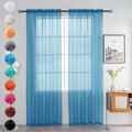 youleyar Solid Sheer Rod Pocket Curtain Voile Draperies 2 Panels White Beige by Youleyar