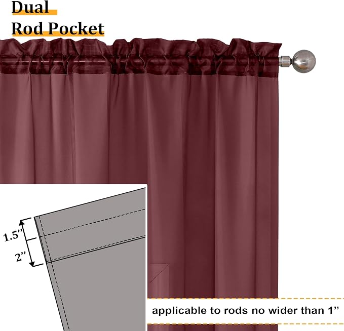 Aiyufeng Sheer Curtains Burgundy Red - Image 4