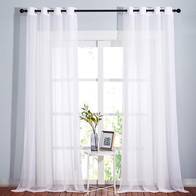 NICETOWN White Sheer Curtains Extra Long 135 inch Length by NICETOWN
