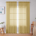 Simplebrand Gold Sheer Curtains 84 Inches Long, Light Filtering Rod Pocket by Simplebrand